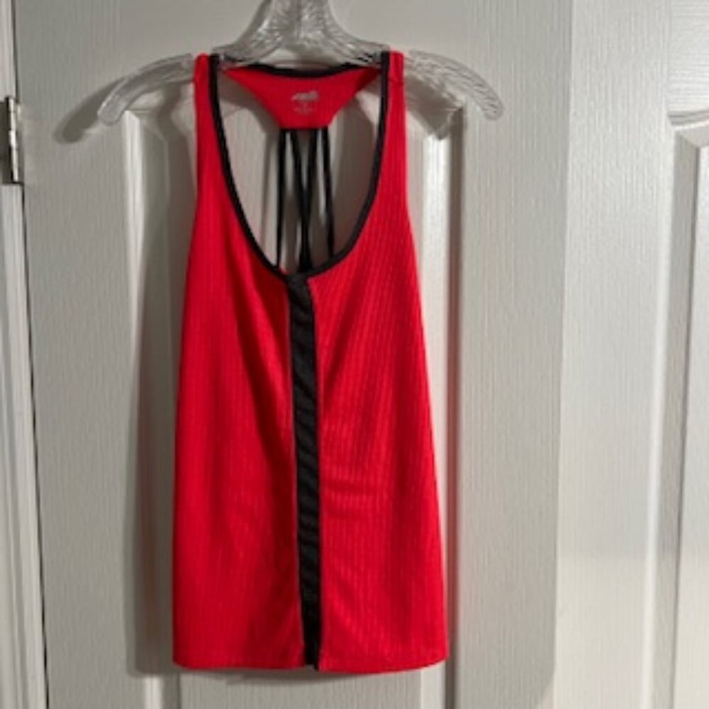 Avia Women's Athletic Sports Top Work Out Cross Back Coral Gray Medium